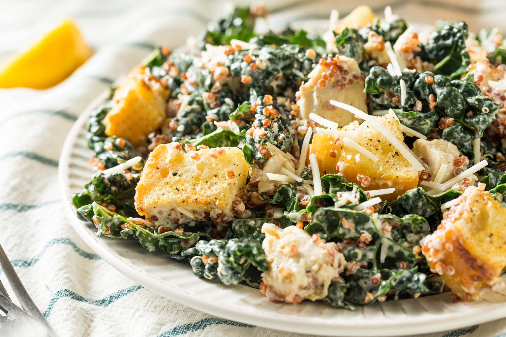 Homemade Kale Quinoa Caesar Salad