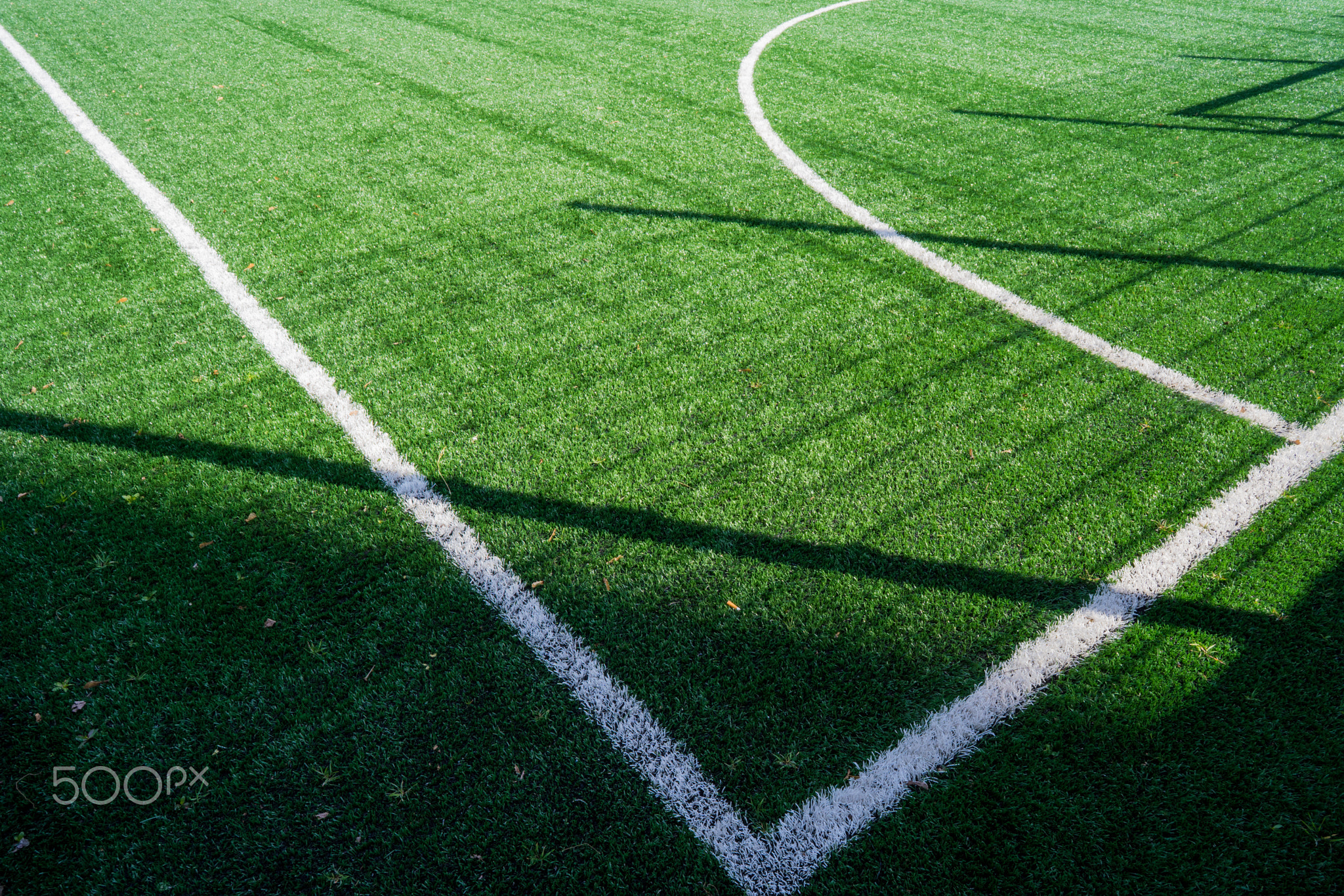 Football field with artificial grass