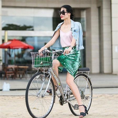 Beautiful girl and bicycle