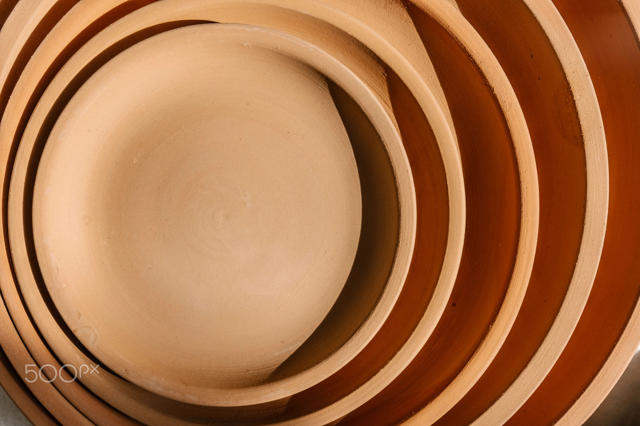 Abstract background and texture of terracotta plates.