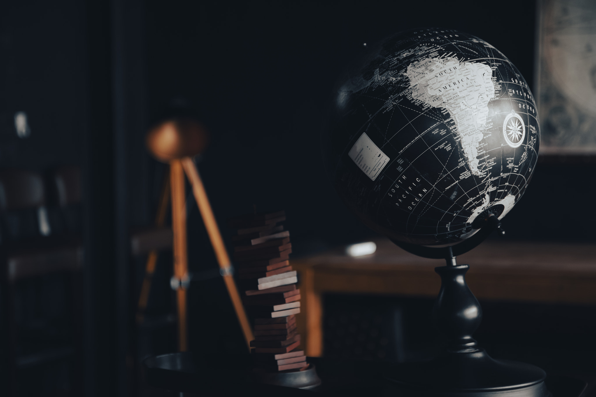 Globes in the living room or library  