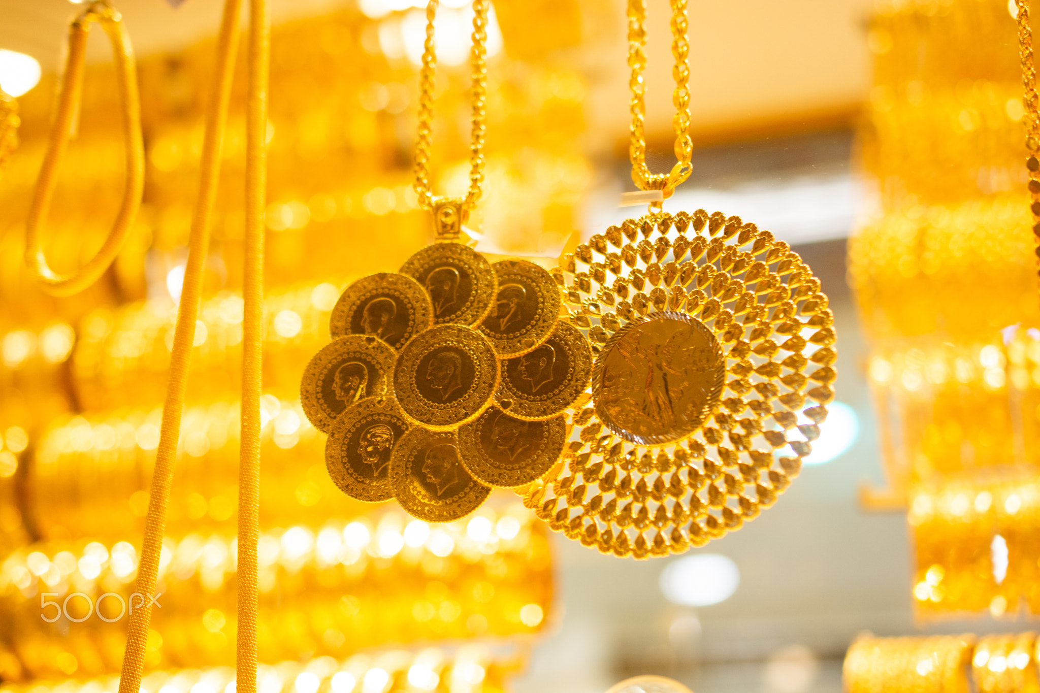 Turkish Gold Coins in view