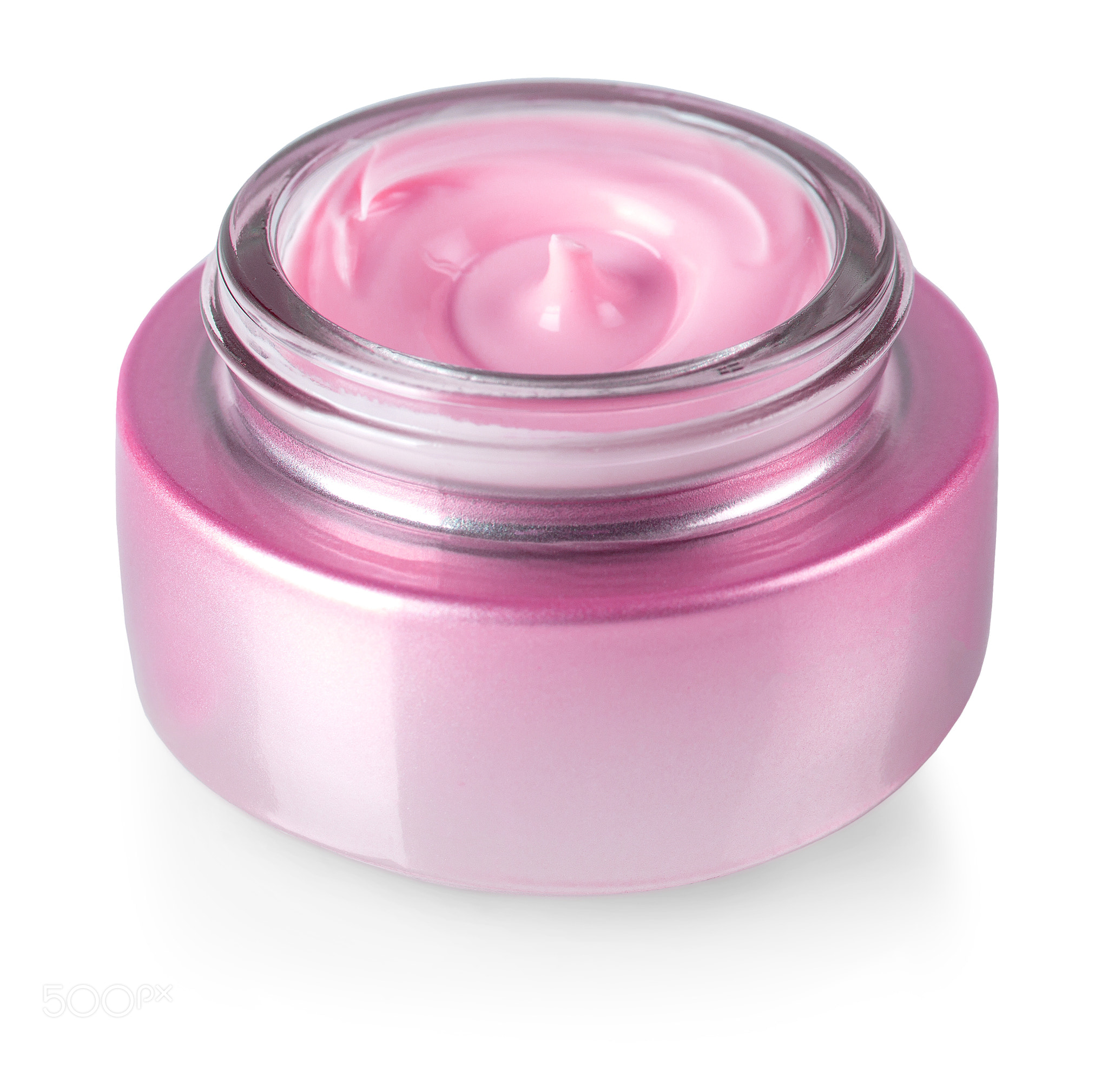 beauty cream or yogurt on white background with clipping path