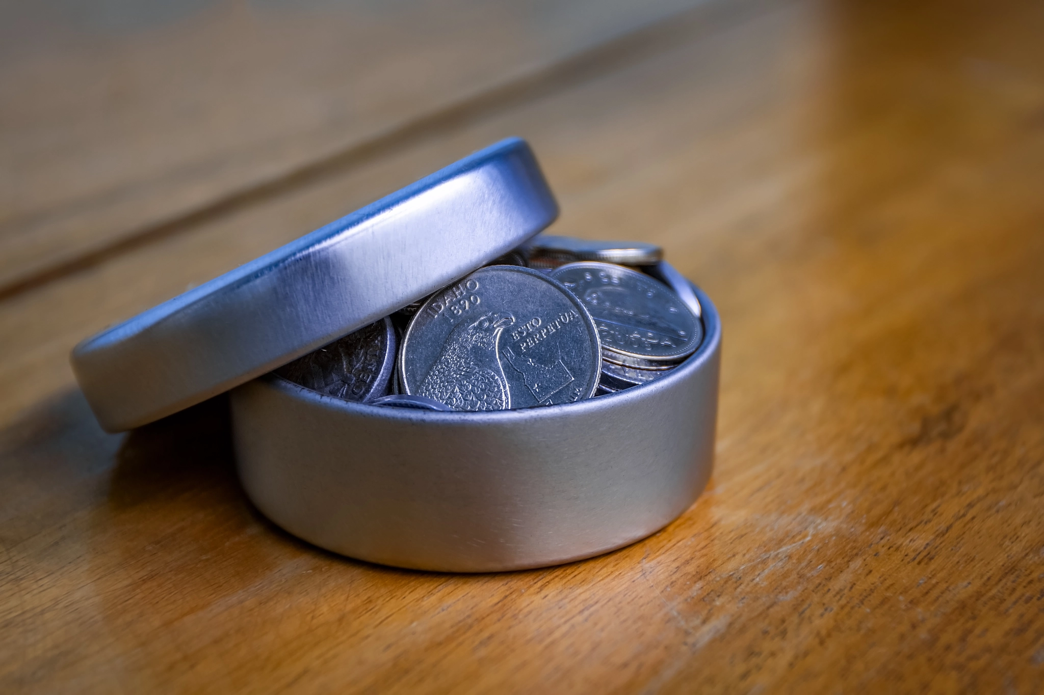 Container with coins