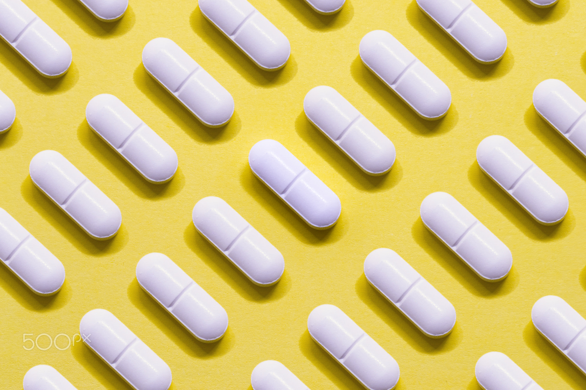 Rows of white pills