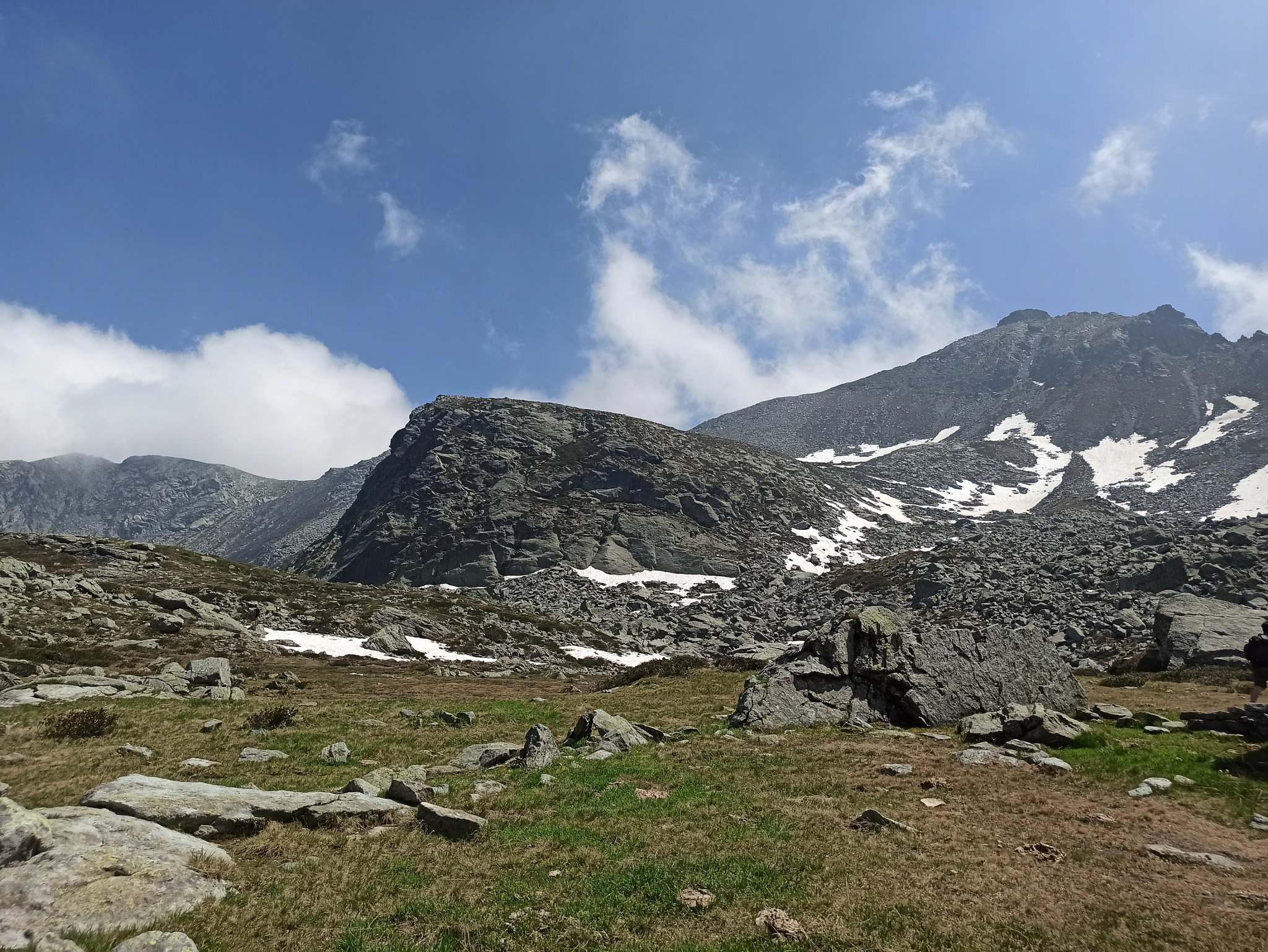still snow-capped mountains at the address of summer