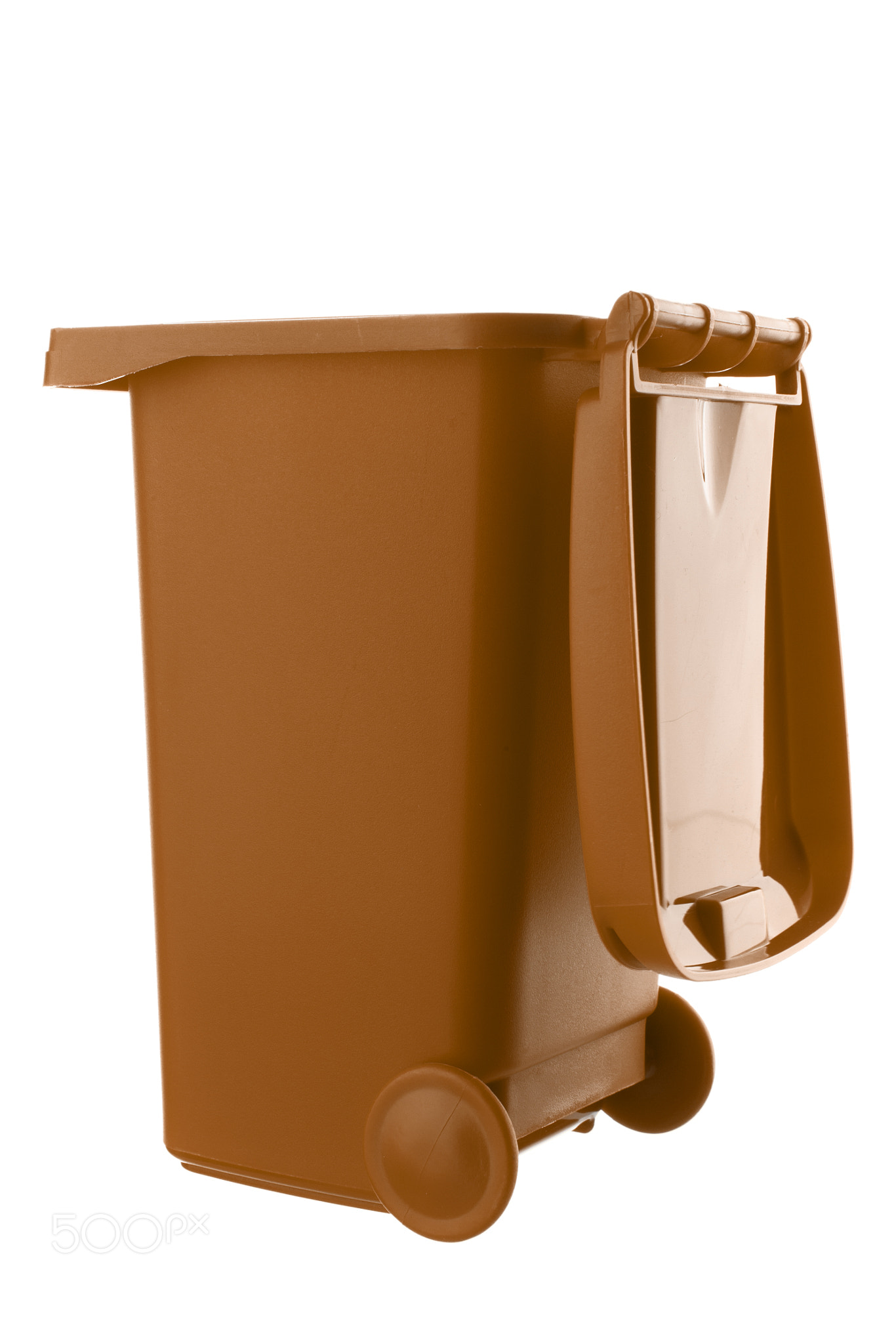 Plastic brown trash can isolated on white background