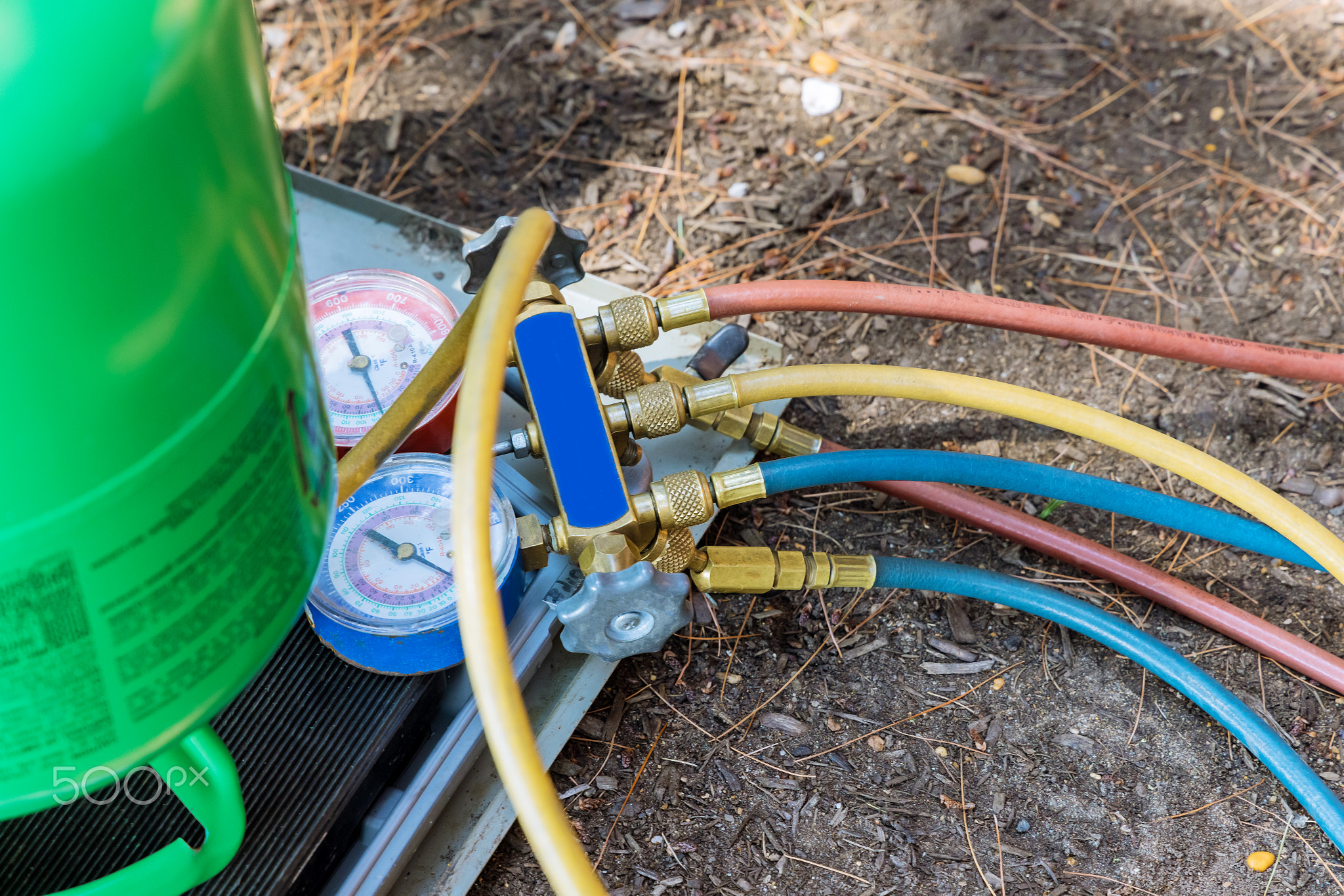 Air conditioners compressor checking maintenance outdoor unit