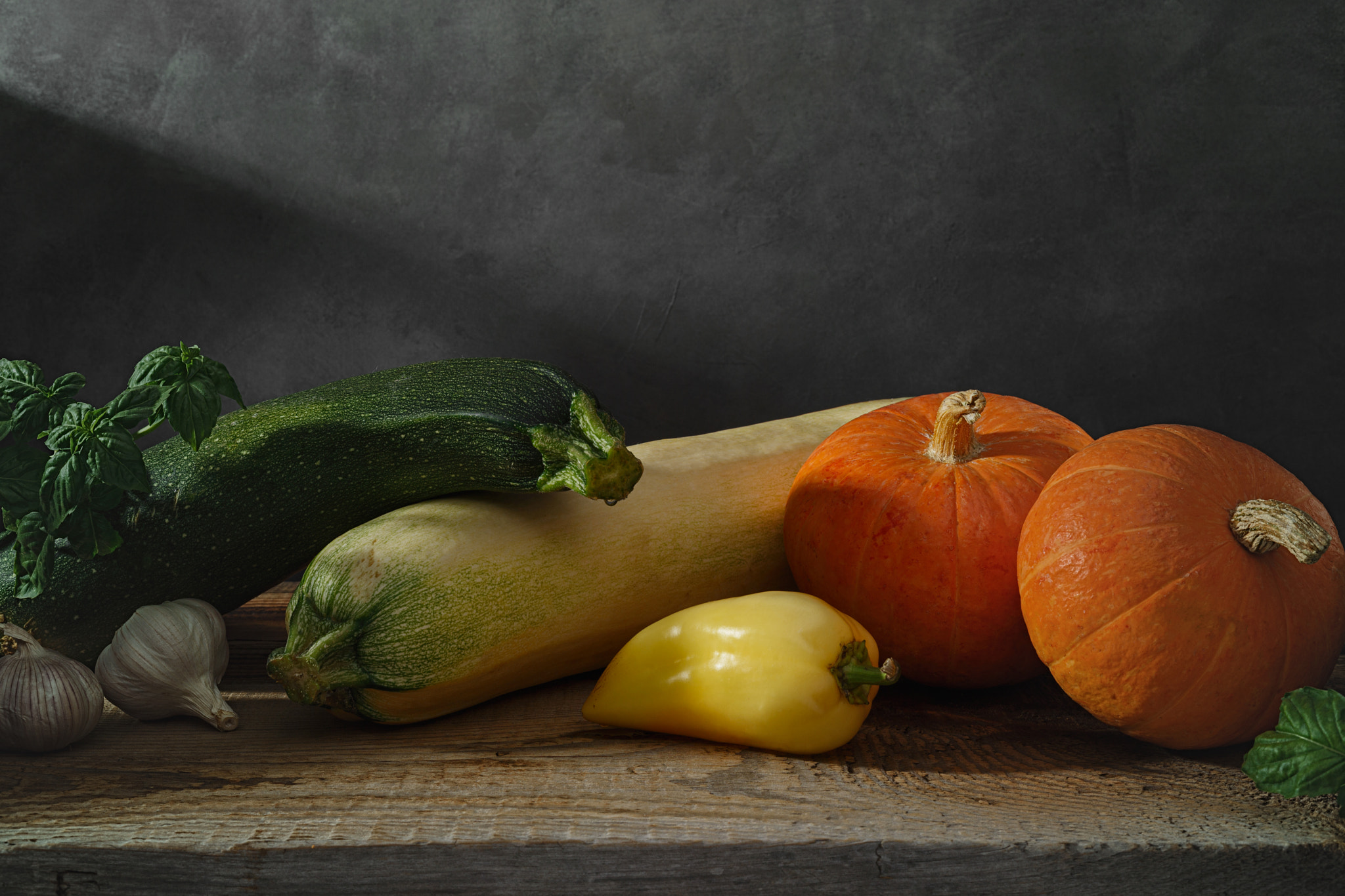 Fresh vegetables on a wooden table