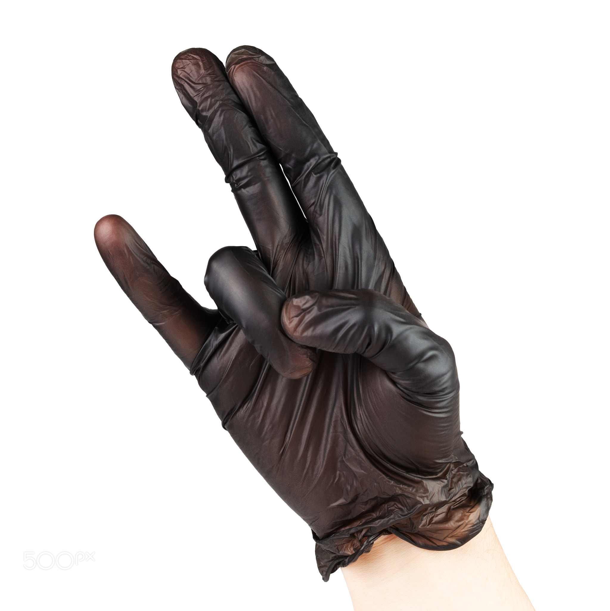 Two In The Pink One In The Stink - hand in black polyethylene glove