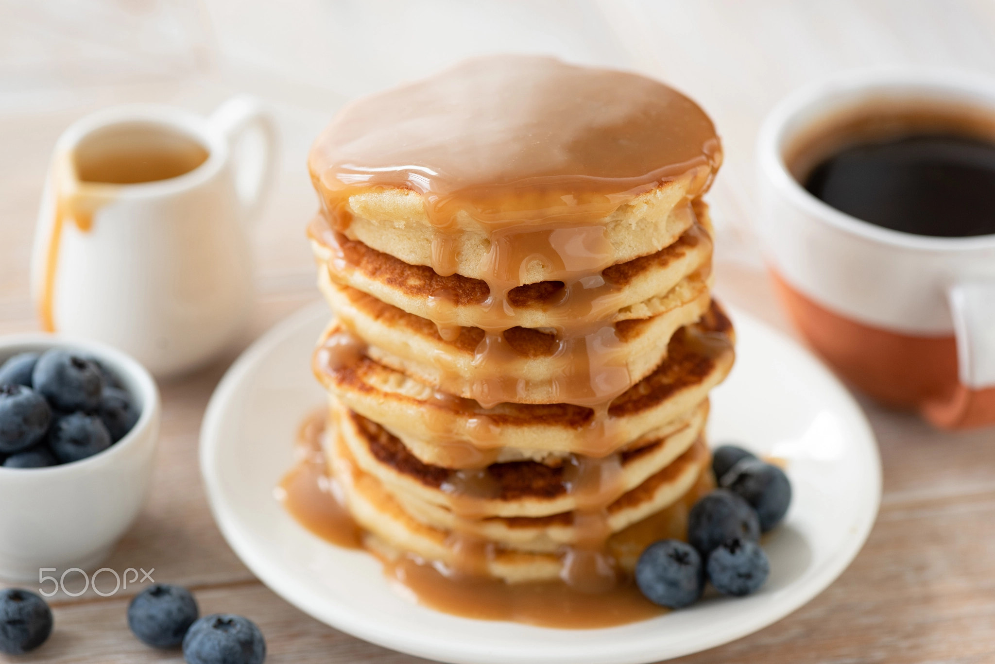 Pancakes with caramel sauce