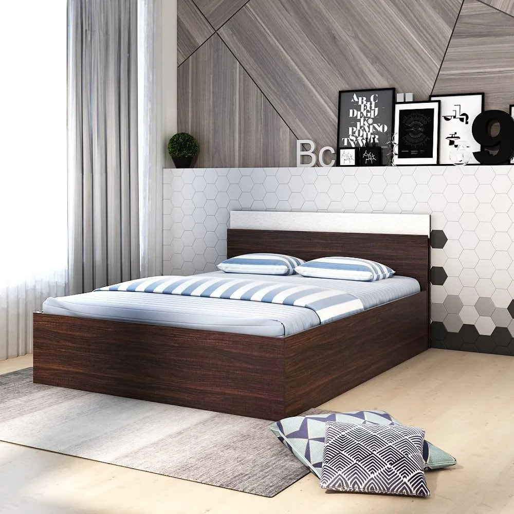 QUEEN SIZE UNICORN BED WITH STORAGE IN CHOCO WALNUT COLOR