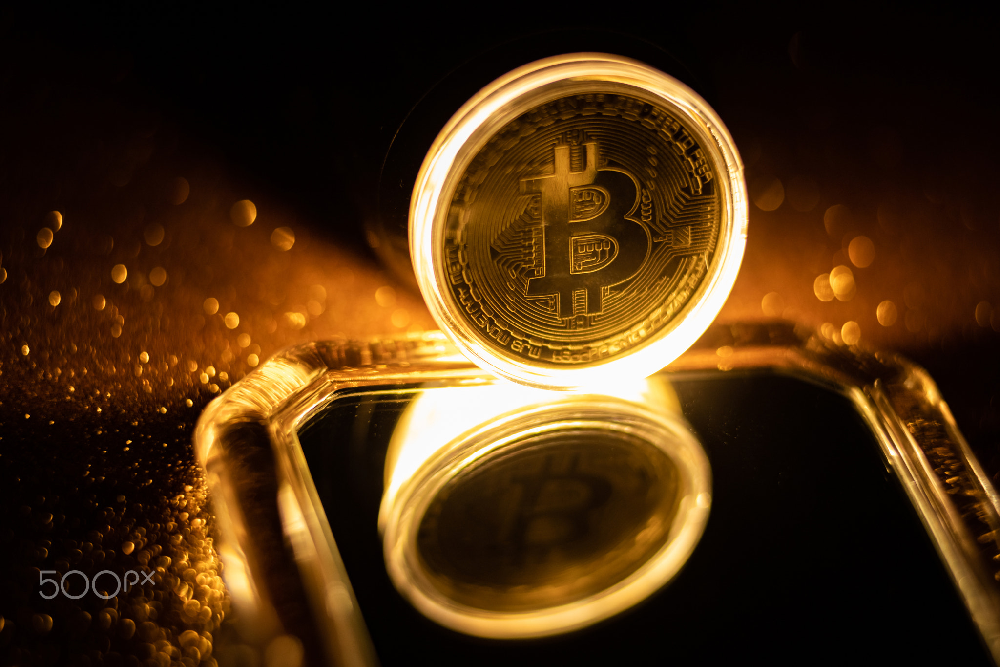 golden Bitcoin virtual money concept