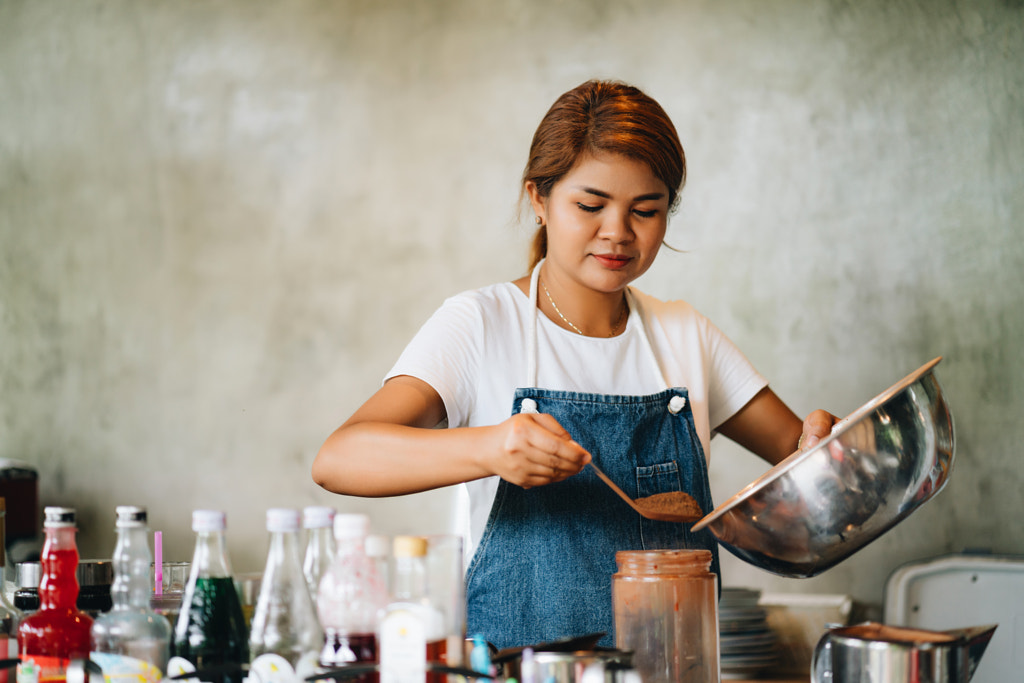 Woman is working in her own cafe by Natalie Zotova on 500px.com