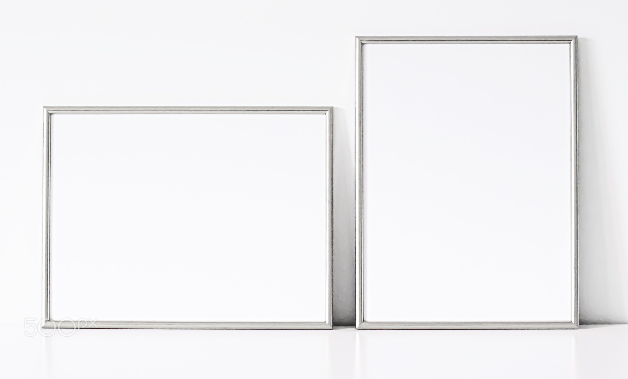 Silver frame on white furniture, luxury home decor and design for