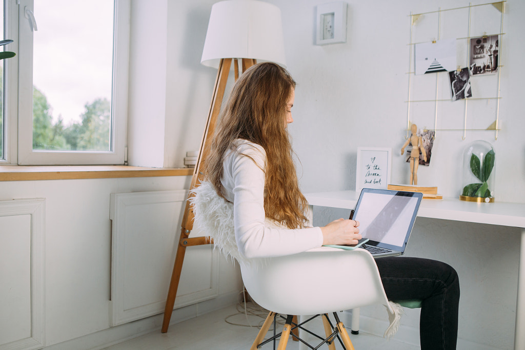 young girl designer works on a laptop using a graphics tablet by Alena Sadreeva on 500px.com