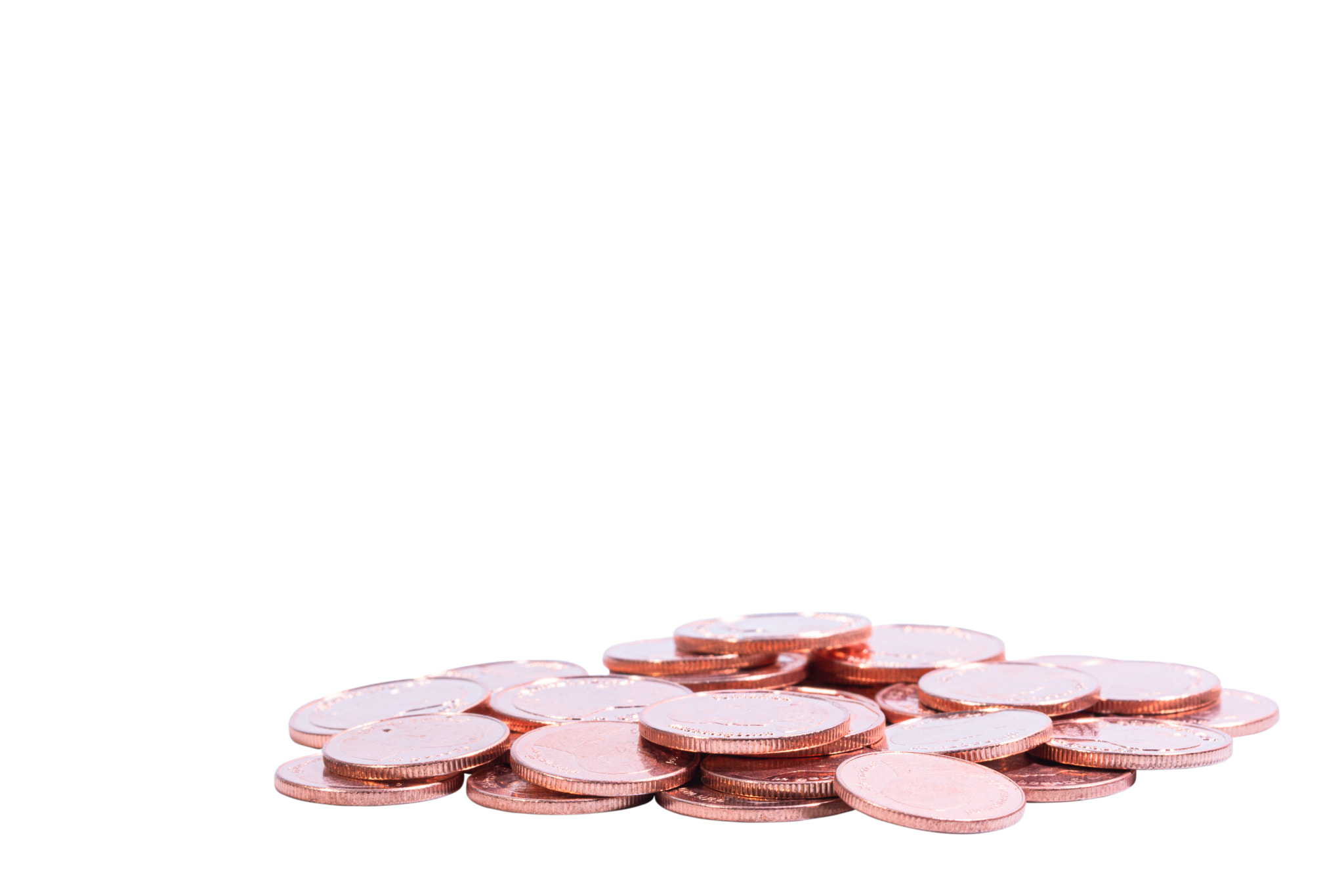 Stacked coins isolated on white background