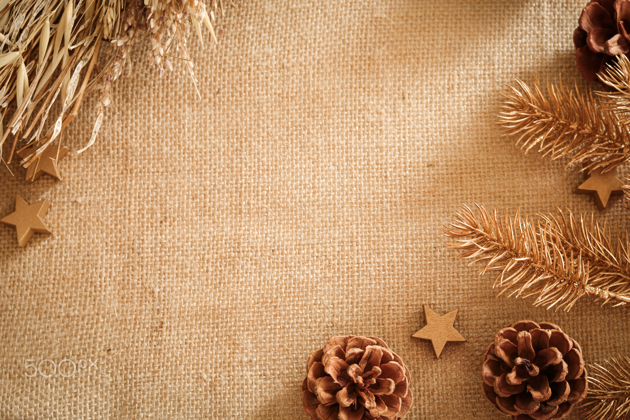 Christmas composition with natural colors and materials. Xmas