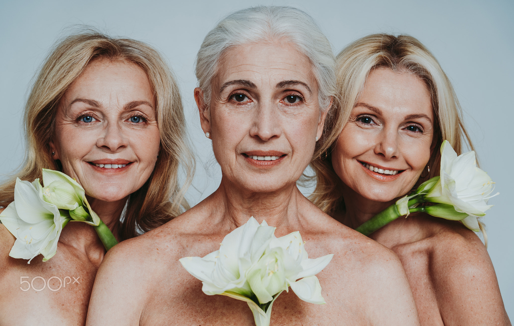 Beautiful senior women posing on a beauty photo session.