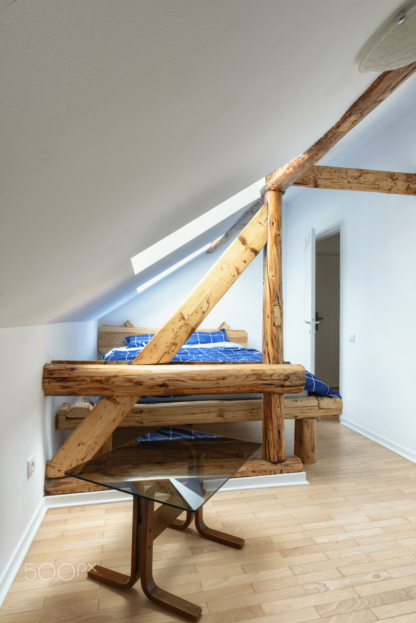 Attic apartment, modern bedroom