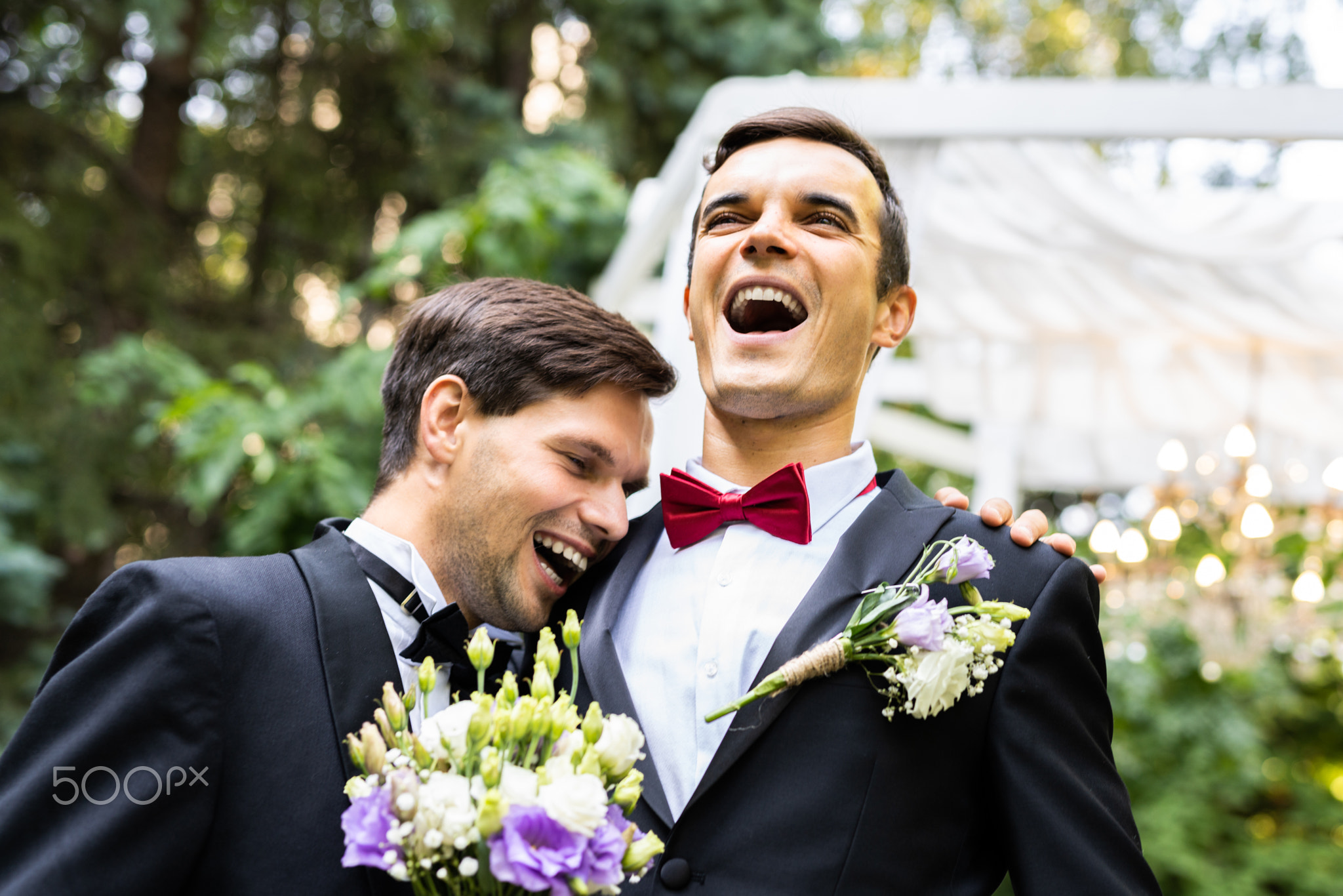 Gay couple celebrating their wedding