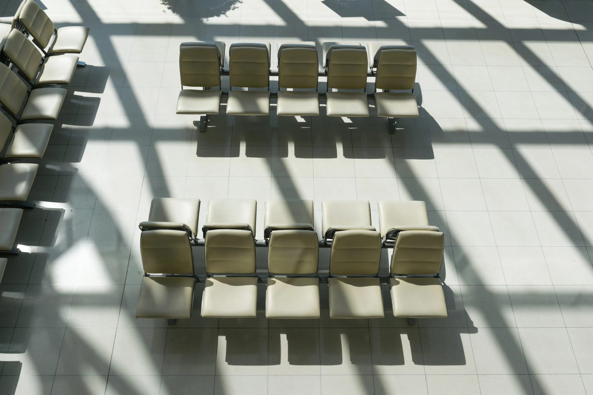 Empty chair for passengers boarding at airports.