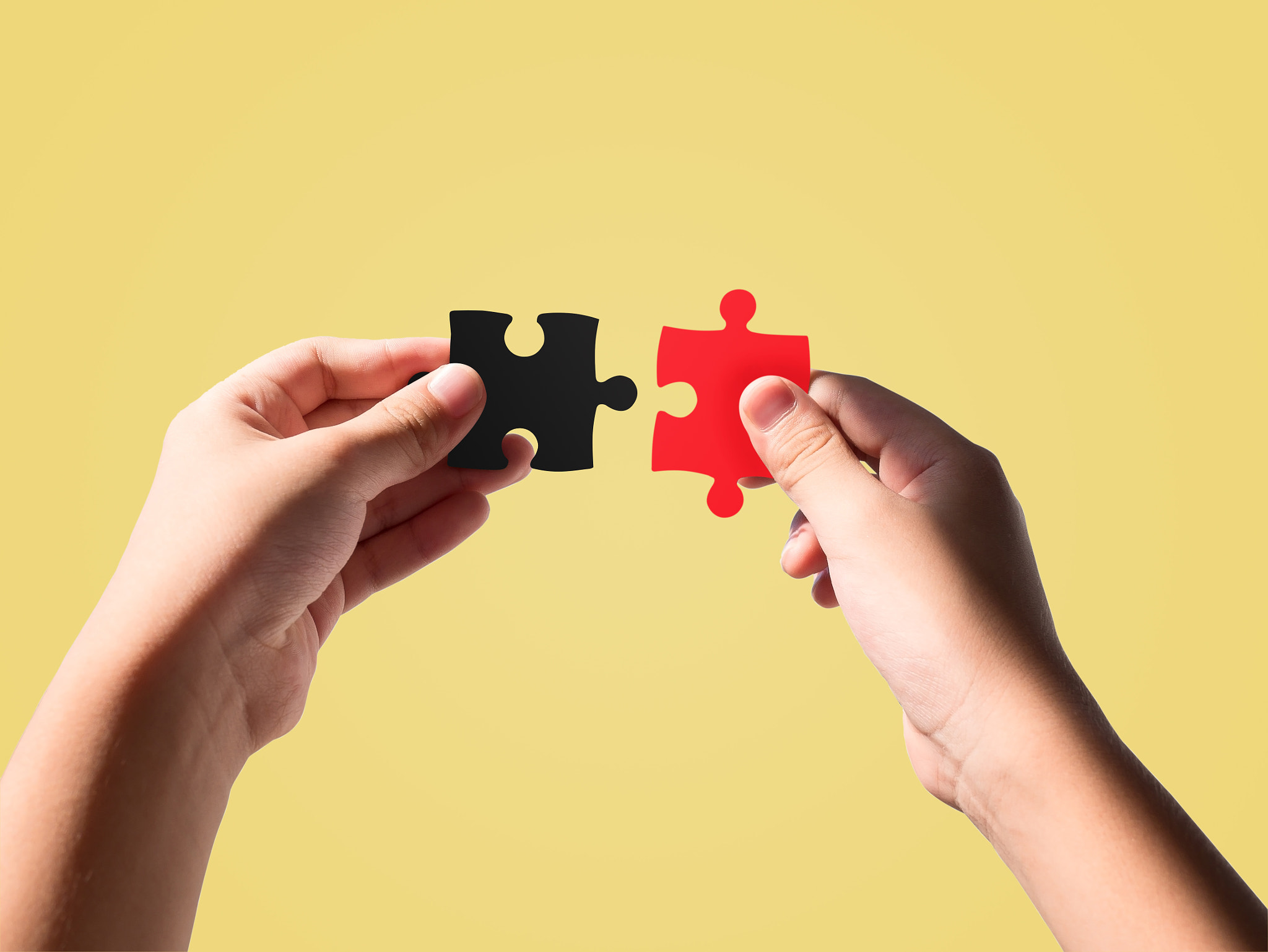 Hands holding jigsaws