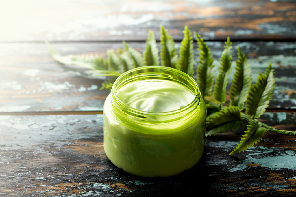 Cosmetic cream in container with green leaf by Elena Yeryomenko on 500px.com