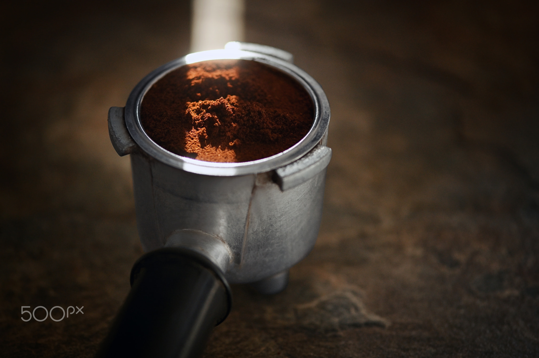 Coffee In Professional Grade Portafilter and Sunrays