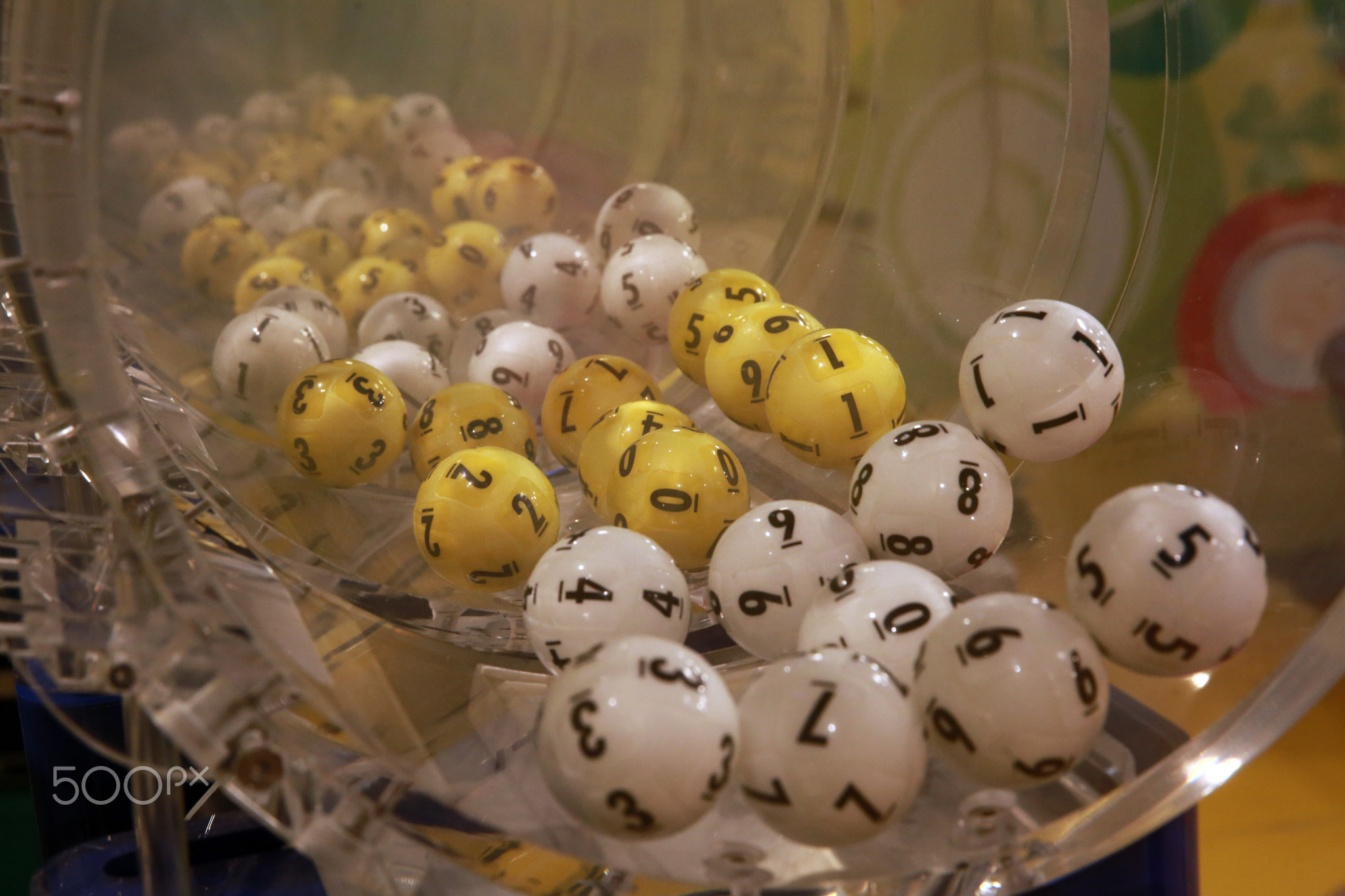 Lottery balls during extraction