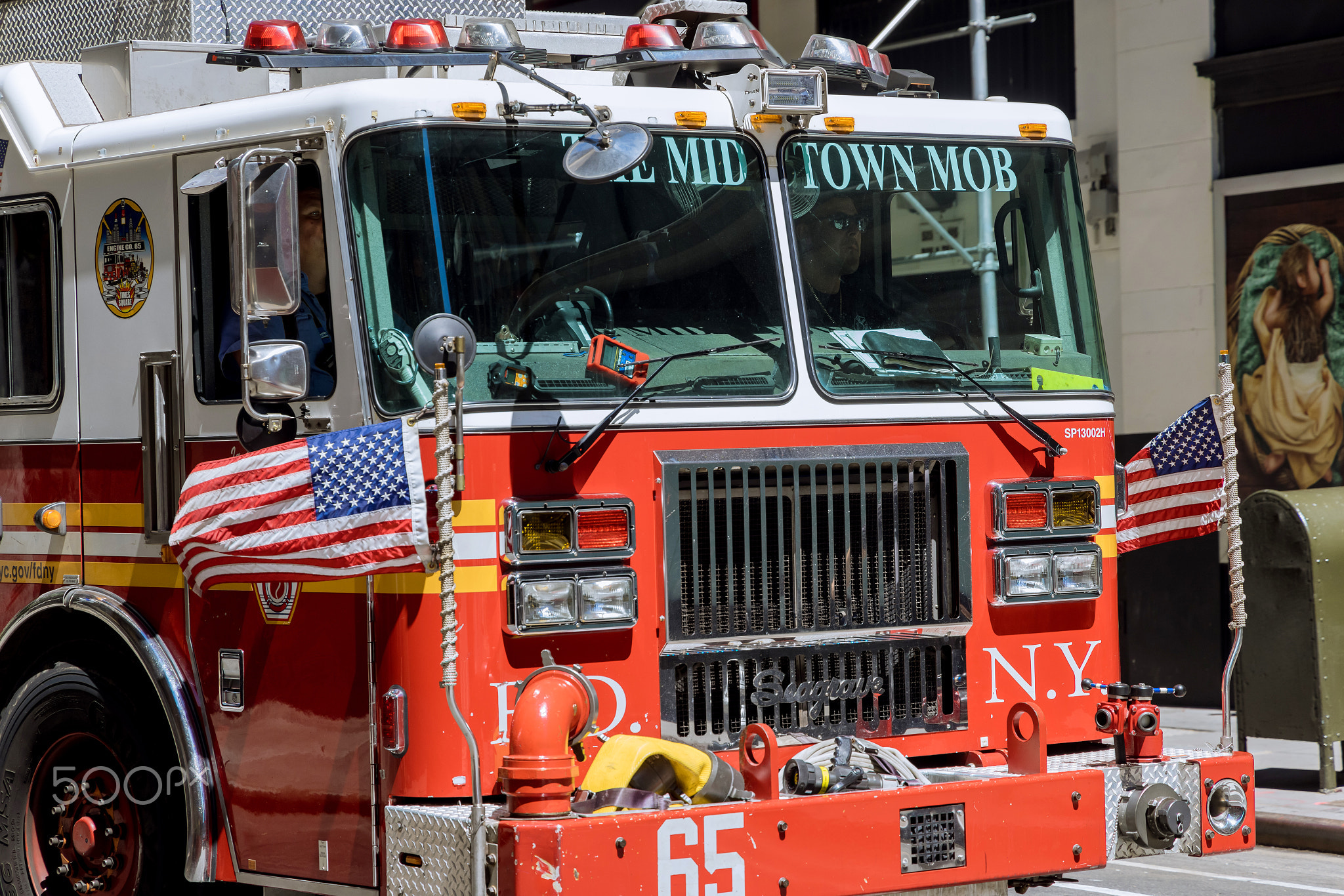 Firetruck responding to an emergency in Manhattan in New York City
