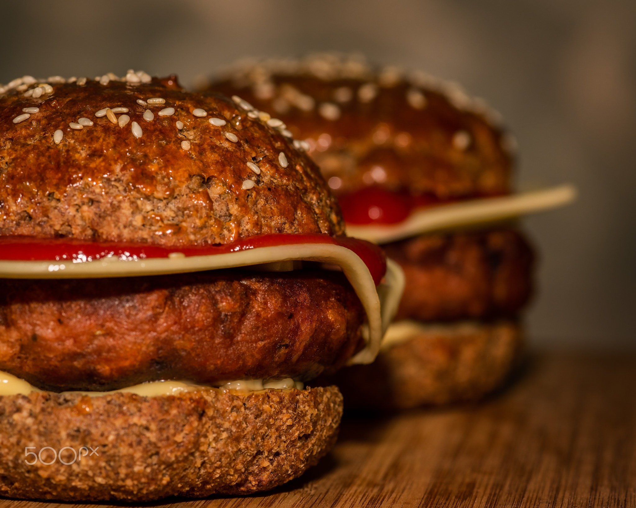 Healthy vegan burger and cheese in keto protein buns