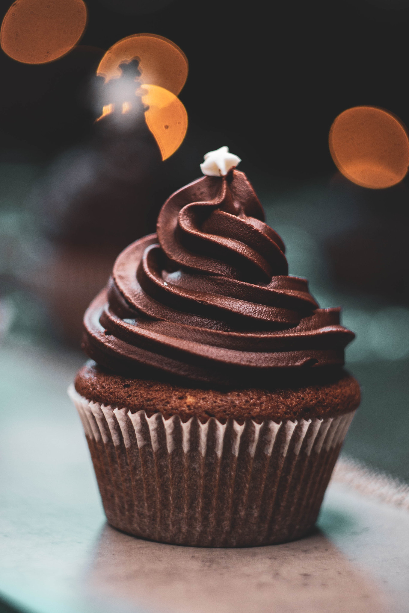 Decorated chocolate cupcake