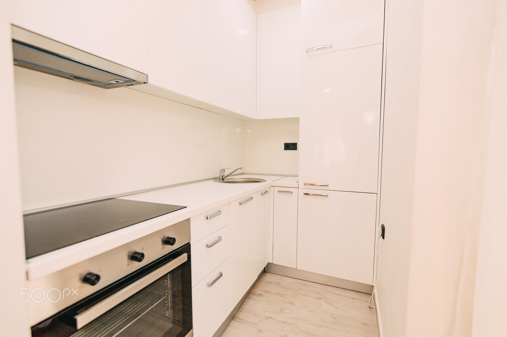 The kitchen in the apartment. The design of the kitchen room. Wo