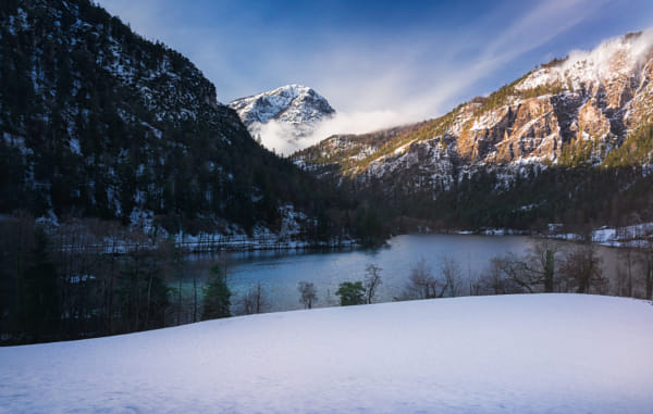 Winter Landscape with Lake and Mountains Inspiring Awe and