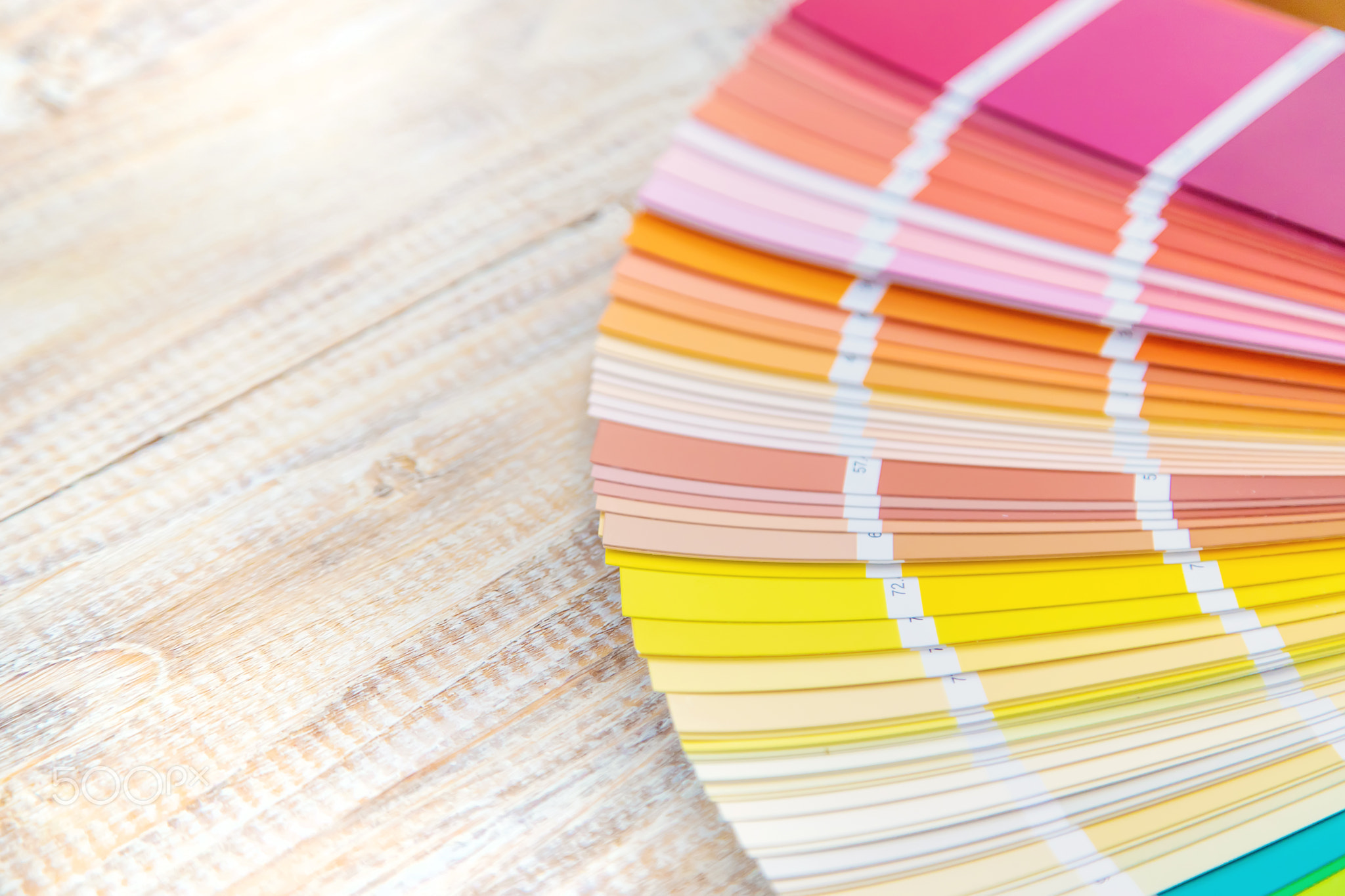 A palette of paints for home renovation. Selective focus.