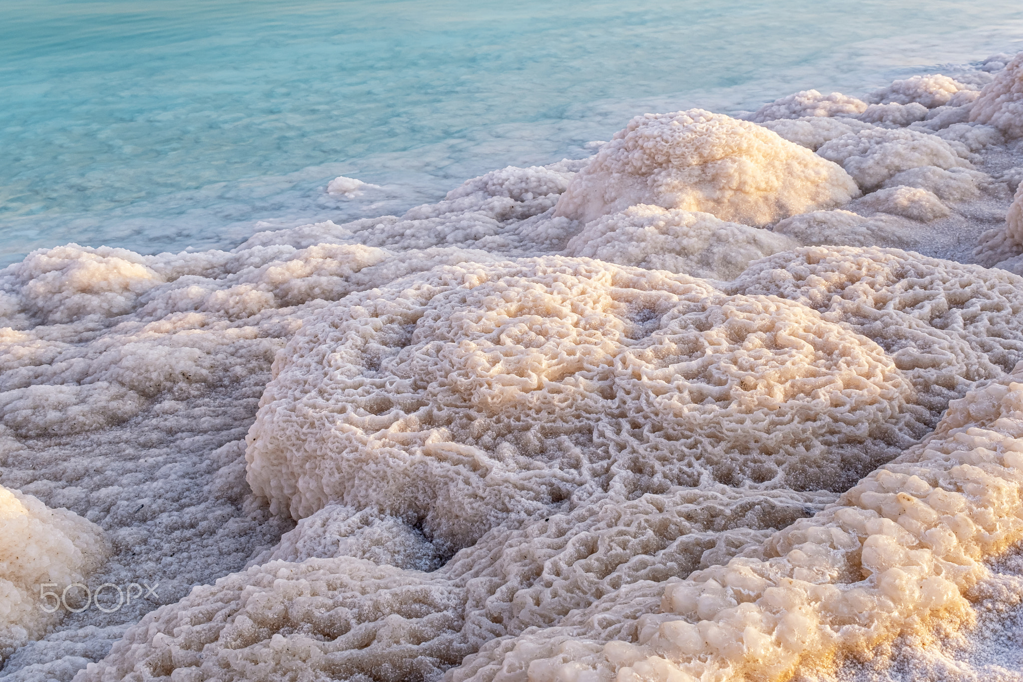 Salty shore texture of Dead Sea, Israel