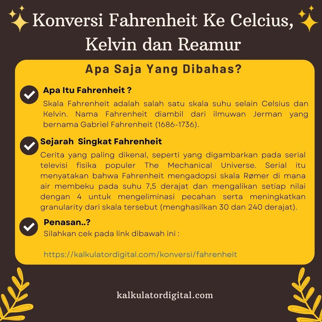 Konversi Fahrenheit Ke Celcius, Kelvin dan Reamur