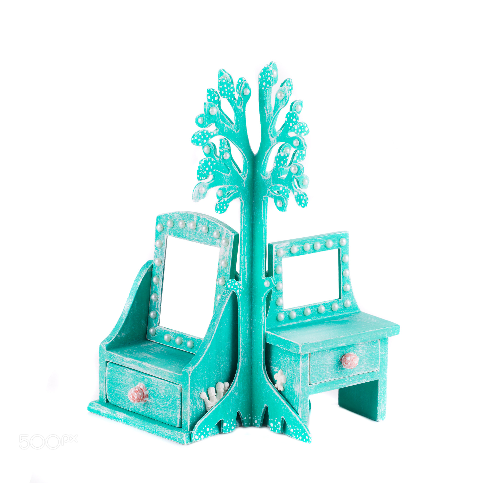 Small azure handmade cupboard.