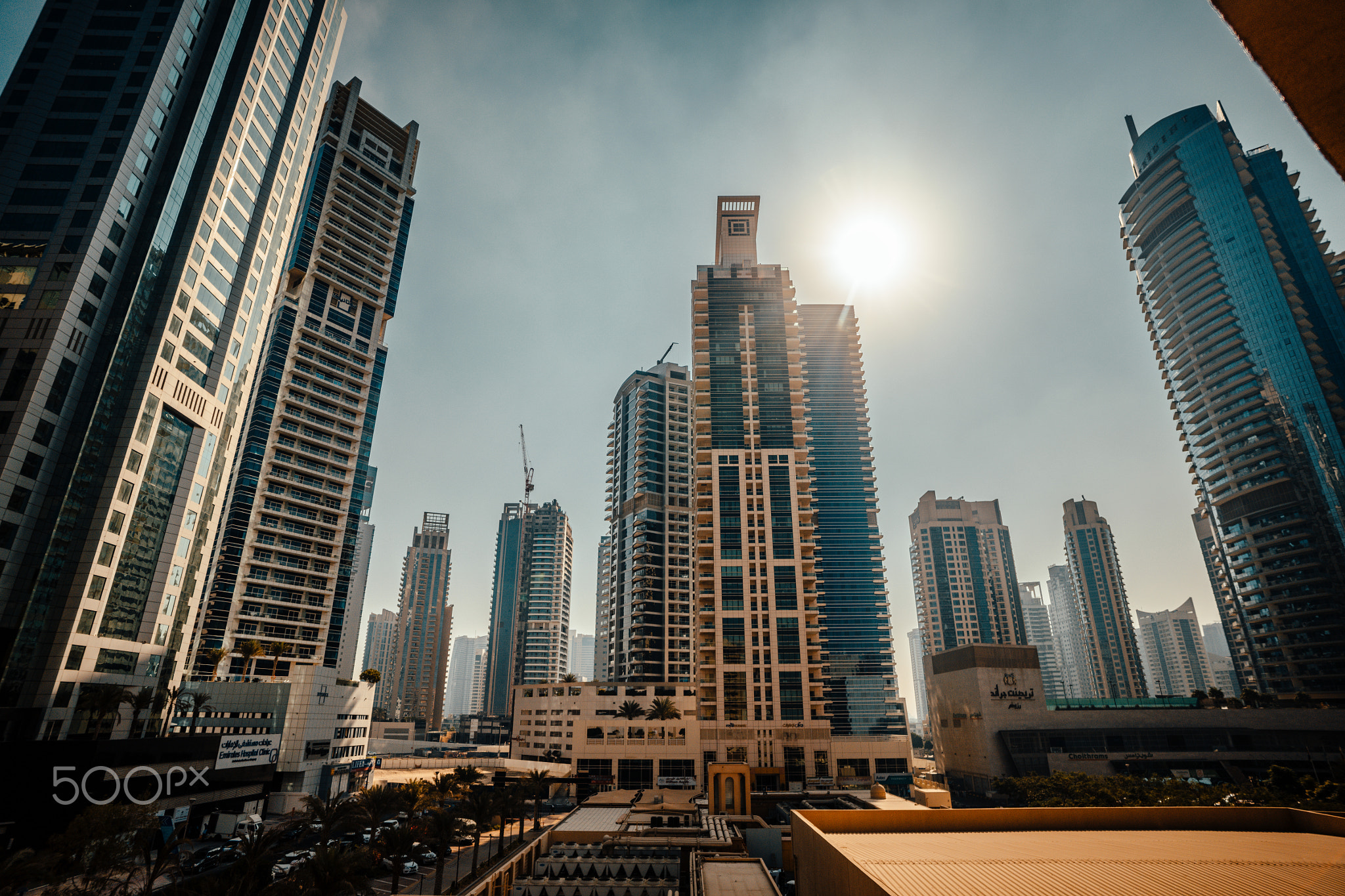 Dubai Marina with beautiful city sunset time
