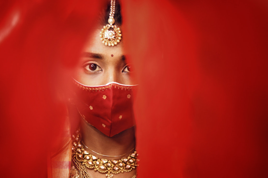 close-up portrait of woman with face mask by Anju Akhil on 500px.com