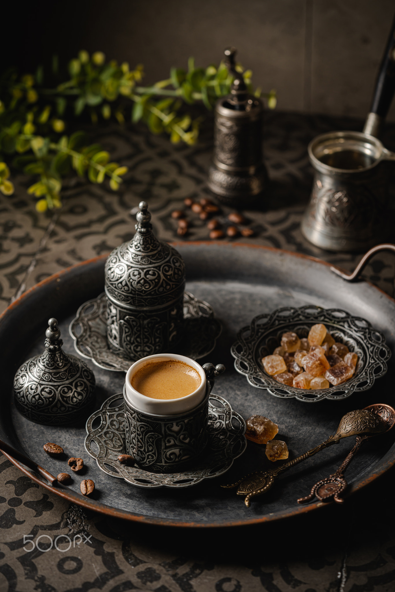Turkish Coffee in metal cup