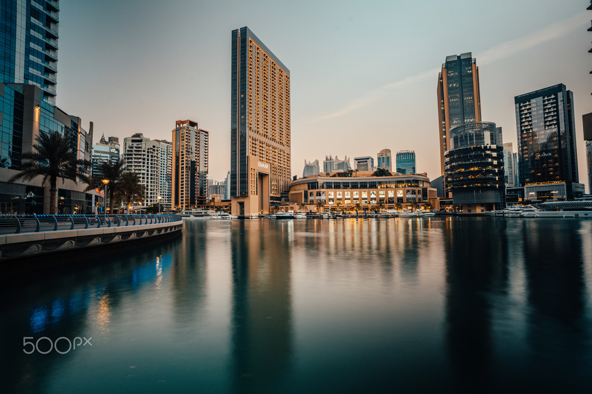 Dubai Marina with beautiful city sunset time