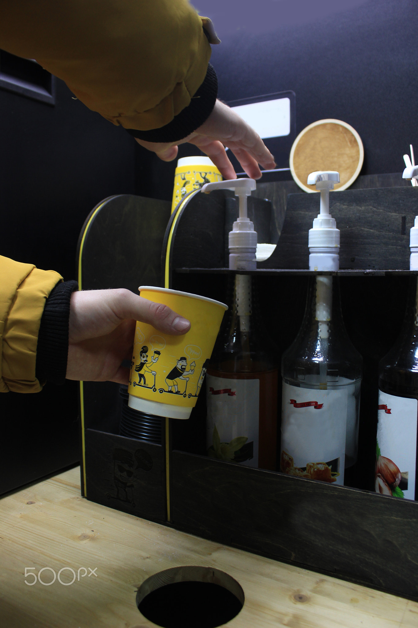 yellow office self-service coffee machine