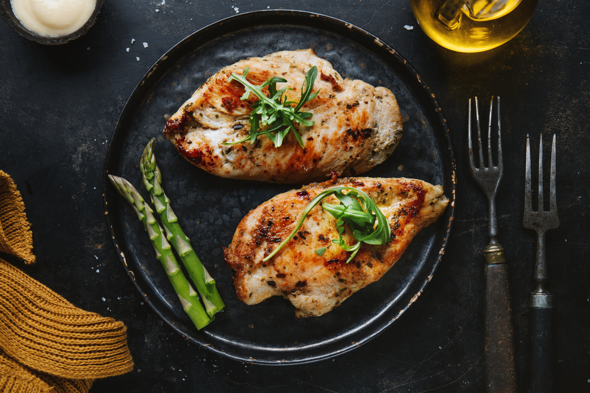 Tasty chicken breast with vegetables