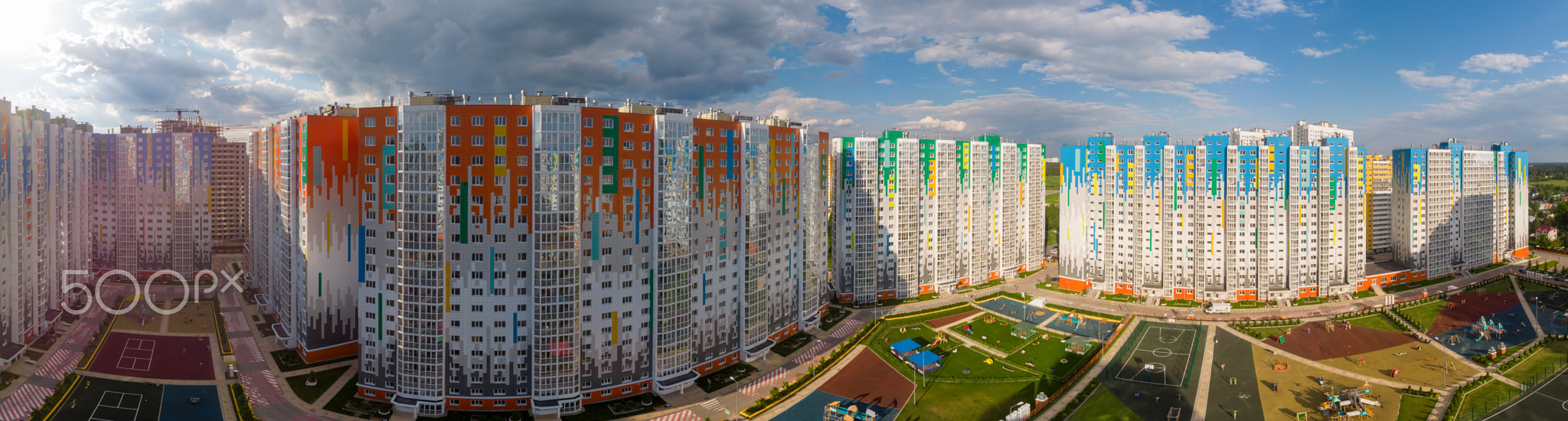 Panorama of a residential apartment complex