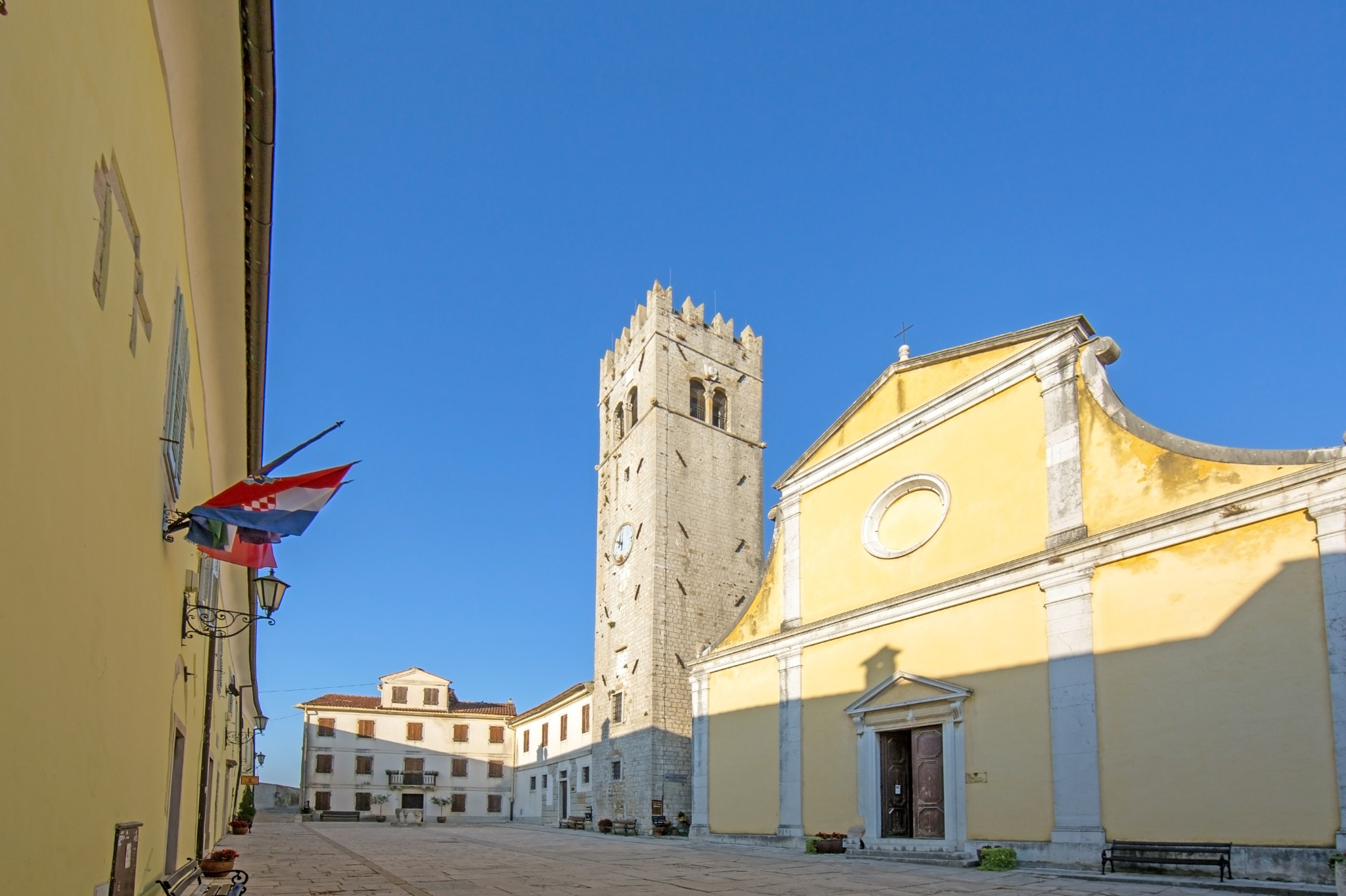 Panorama over the central square of Motovun with St. Stephen's church