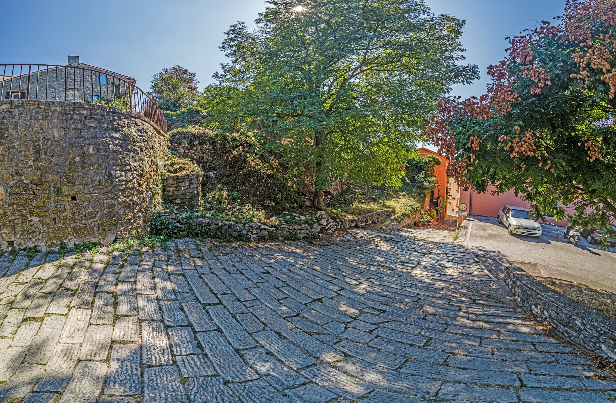 Picture of the romantic cobblestone access road to Motovun