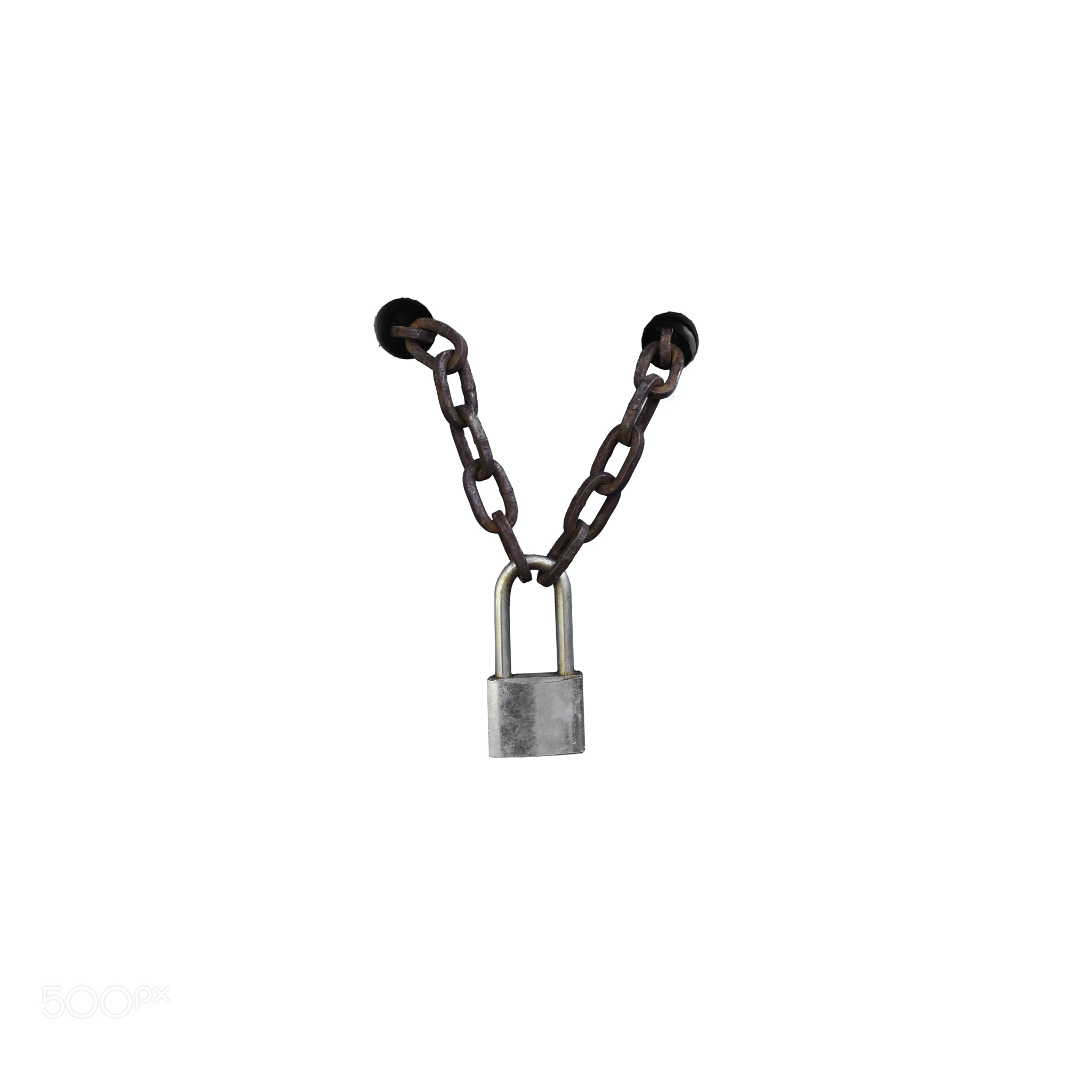padlock with chain isolated on white background
