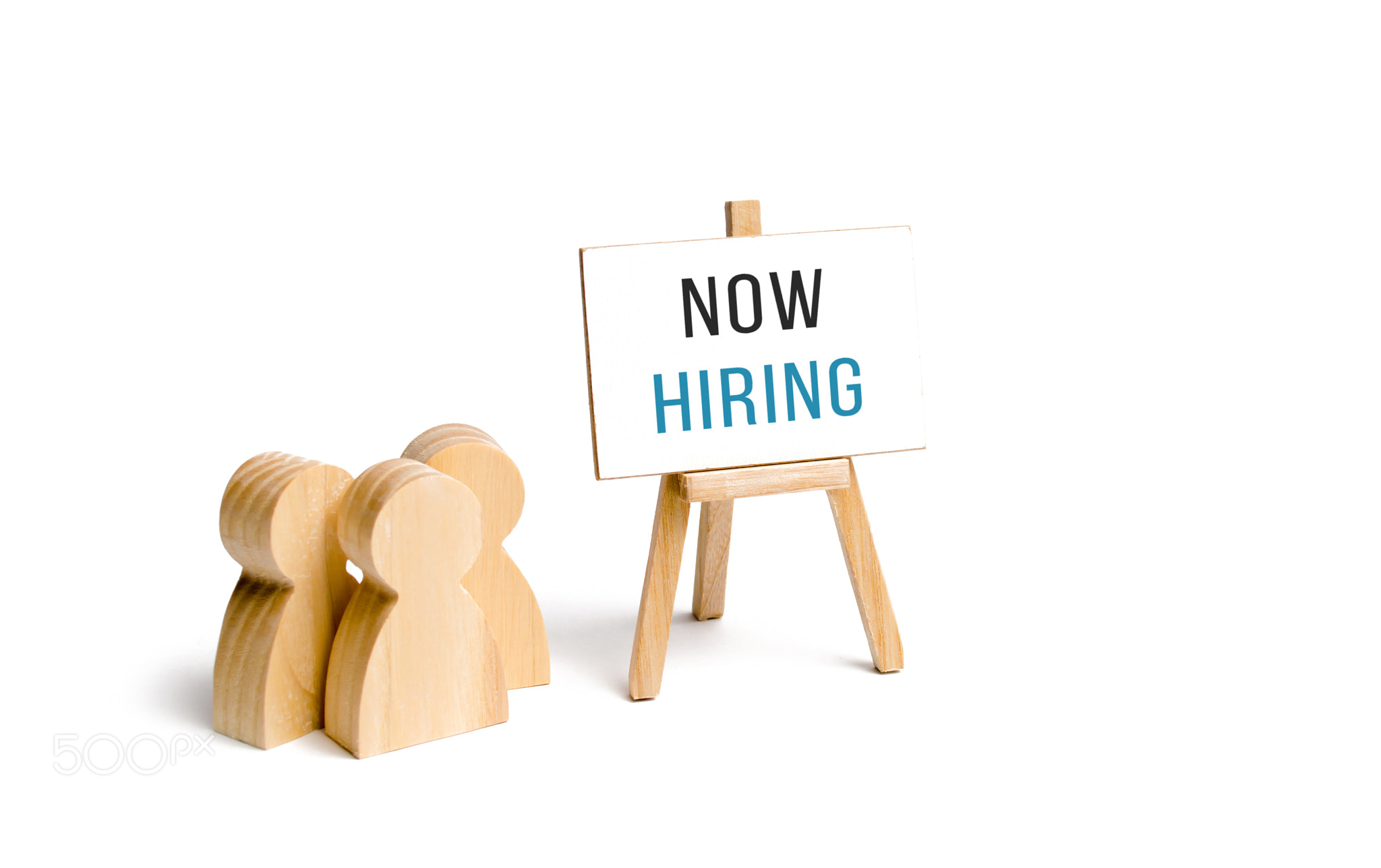 People group with a Now Hiring sign
